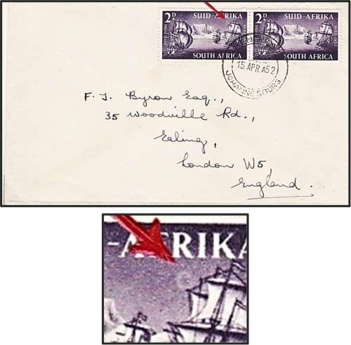 1952 Union 2d Pairs with RARE Flaws on Cover: Line in Sails & Moon Flaws