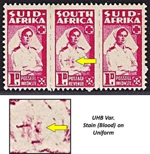 1942 Union 1d UMM (**) - Small Tone Spot - UHB VAR - Stain/Blood on Uniform
