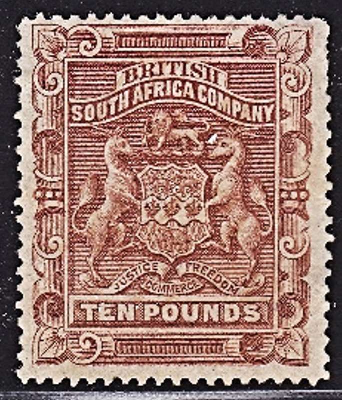 1892 BSAC £10 Brown MM(*) - NO GUM  *** CV for MM(*)  R95,000 ***