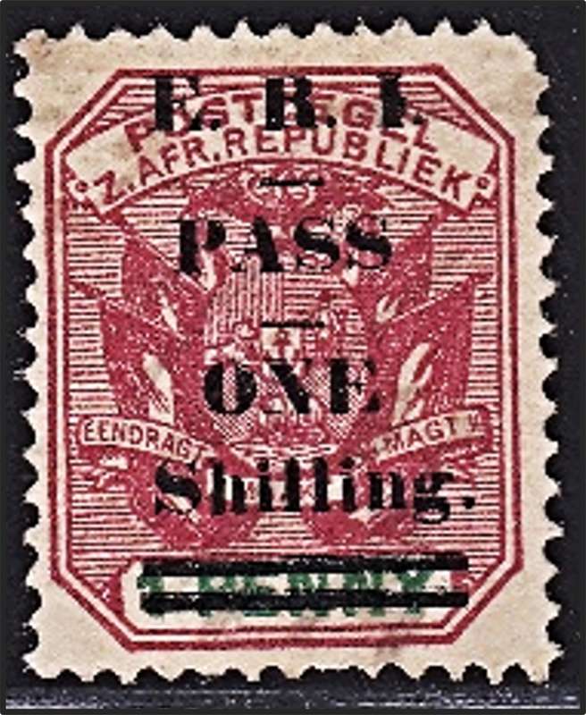 1900 ZAR E.R.I. 1/- PASS Surcharged Used - V/Scarce