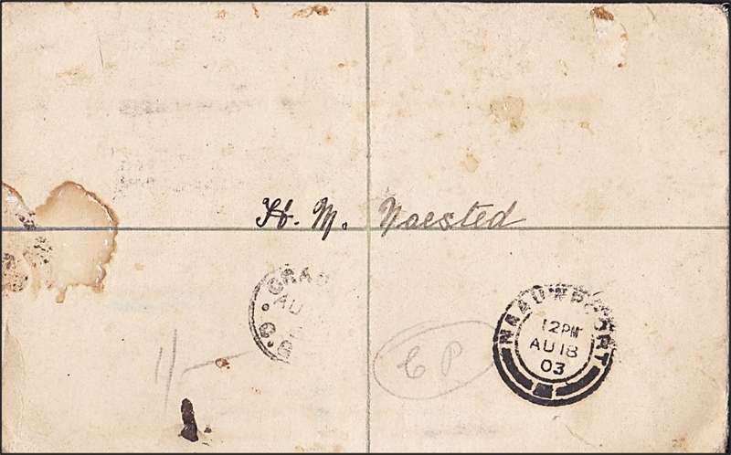 1903 Transvaal Cover - Rare Postmarks - `CANTONMENT. POTCHEFSTROOM` + Backstamps