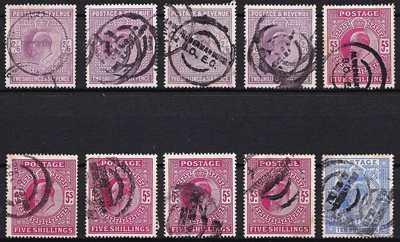 1902/13 GB KEVII SG260/5 2/6, 5/- & 10/- Used Selection & Var  *** CV  R48,000+ ***