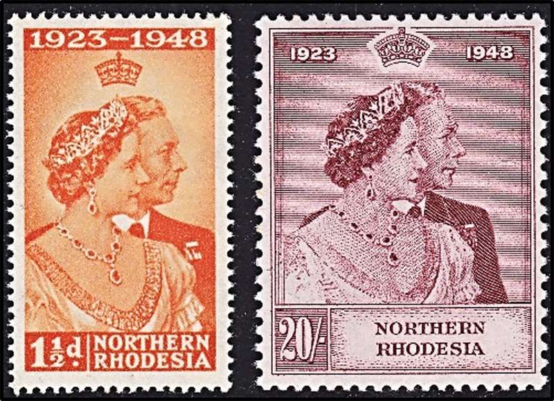 1948 Silver Wedding MM(*) N-Rhodesia UMM(**) Set
