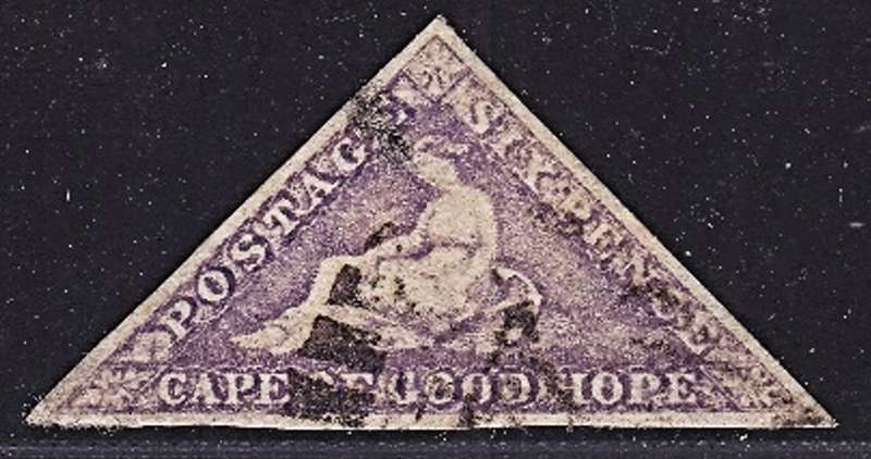 1864 CoGH 6d Triangle CC.16 with 3 Margins, Genuine + Faults as on Certificate *** CV  R22,000 ***