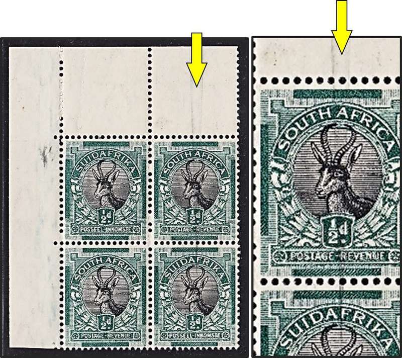 1930 Union ½d MM/UMM Block Var - Prominent `V-Shaped` DR Blade Flaw - Scarce
