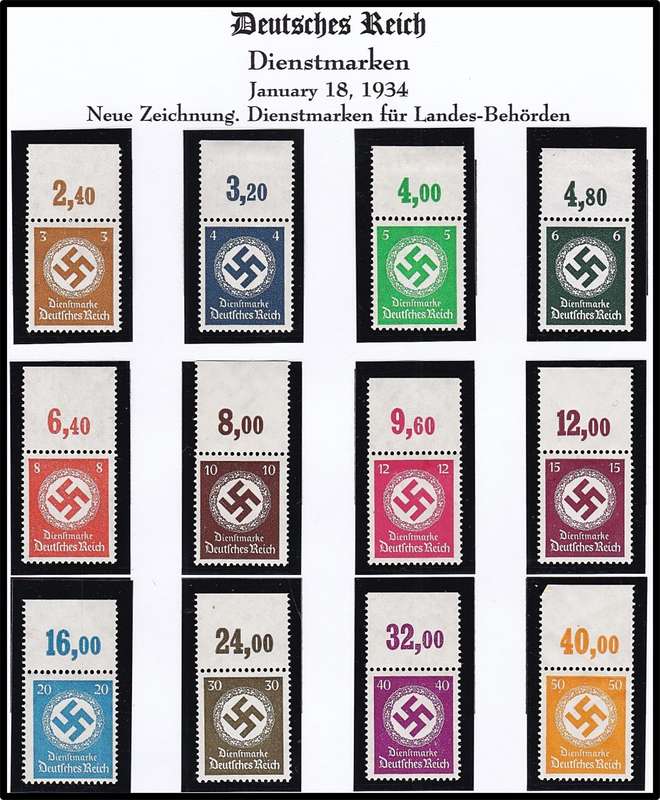 1934 Germany Government Service Full UMM(**) Set with Tabs  *** Fresh Set ***