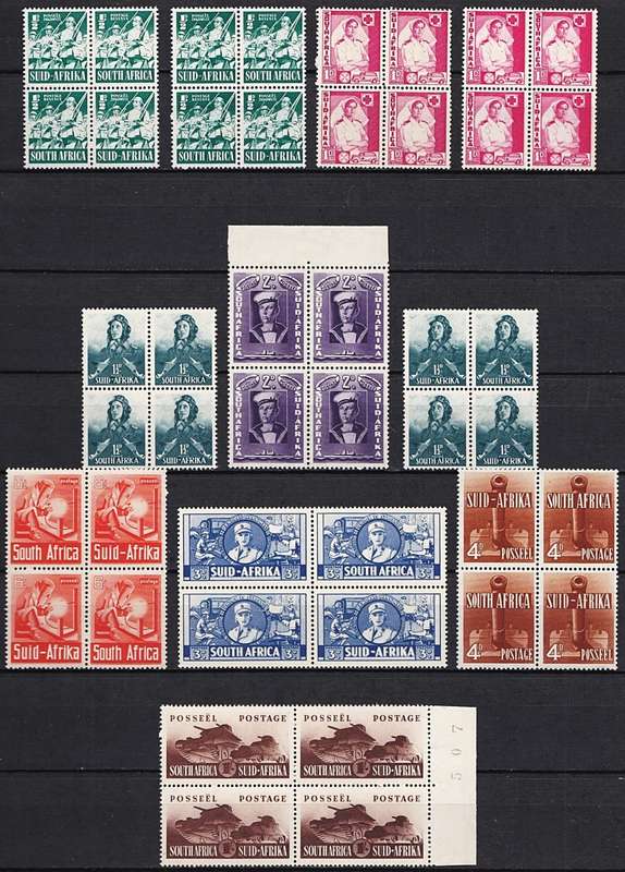 1941/2 Union Large Wars UMM(**) Set in Blocks  @  CV  R2,260+