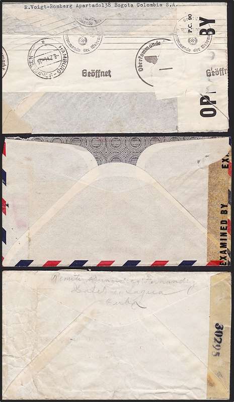 10 x WWII Southern America Covers - Opened by Censor - Great Study Lot!
