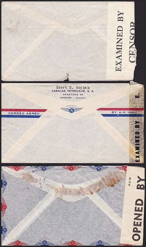 10 x WWII Southern America Covers - Opened by Censor - Great Study Lot!