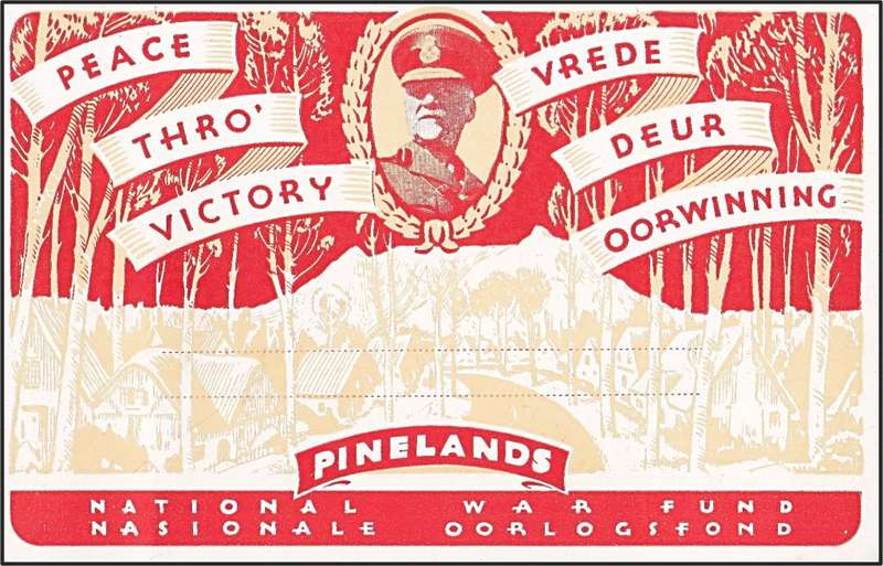 Rare Union Postcard - Inscribed National War Fund, Pinelands & Jan Smuts: `Peace Thro` Victory`