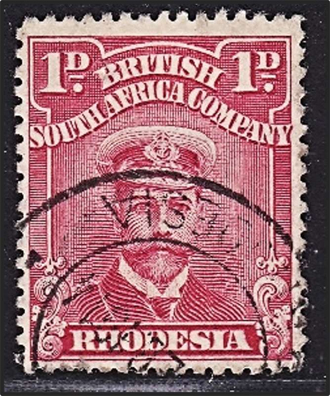 1913/22 BSAC 1d Carmine Red SG.204 Perf.15, No Wmk, Used with Certificate