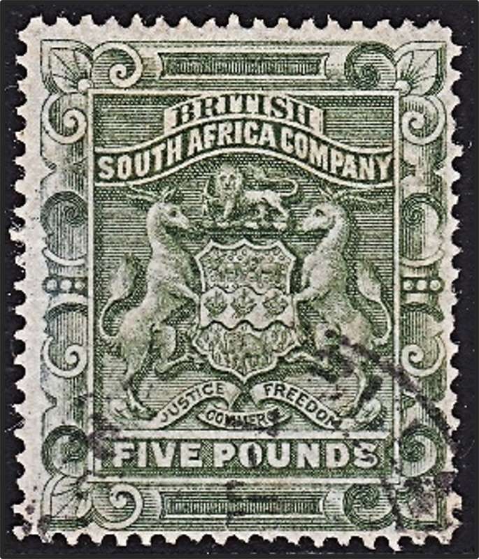 1892 BSAC £5 CC.12 VFU Postally Used  @ CV  R12,000
