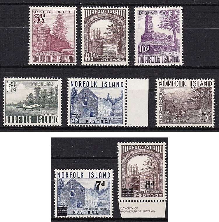 1953/8 Norfolk Island UMM(**) Set SG.13/18 + SG.21/22  @ CV  R1,200+
