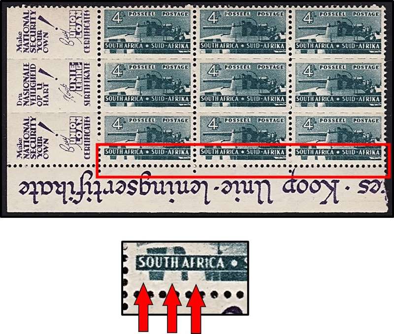 1942 Union 4d UMM(**) Block of 9 With UHB Var.1 - Missing Shading at Bottom