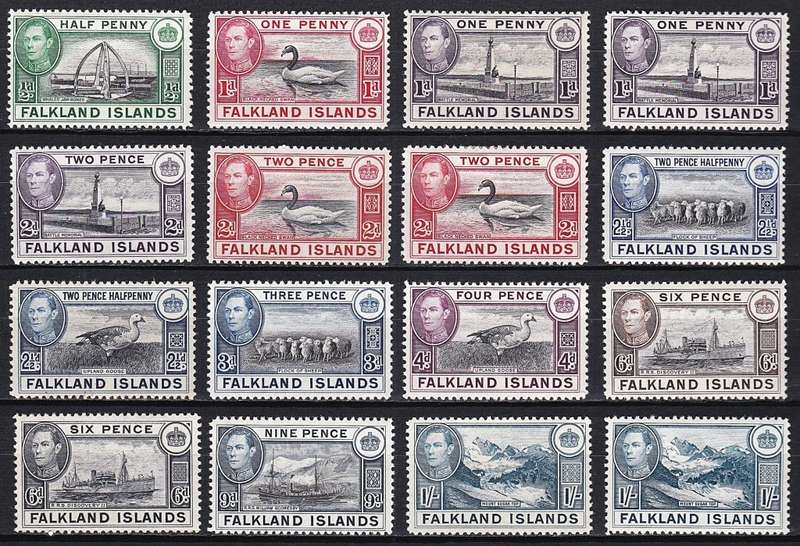1938 Falklands KGVI MM(*) S/Set & Varieties to 1/-  @ CV  R5,950+