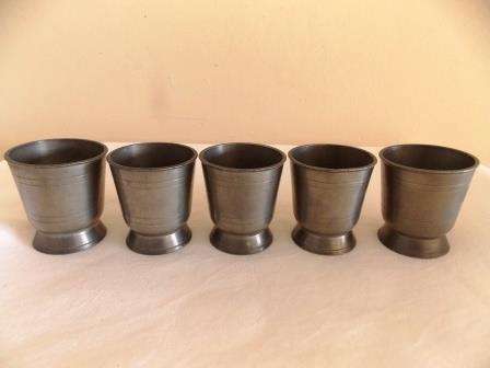 5 PEWTER GOBLETS MARKED 90% ETAIN