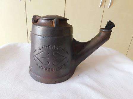 A.C. WELLS & CO UNBREAKABLE STRENGTH & DURABILITY NO 18 CAST IRON OIL/FLARE LAMP