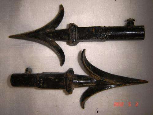 TWO CAST IRON CURTAIN RAIL ROD ATTACHMENTS