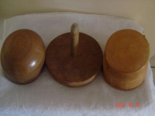 MILLINERY WOODEN HAT FORM MOULDS WITH STAND