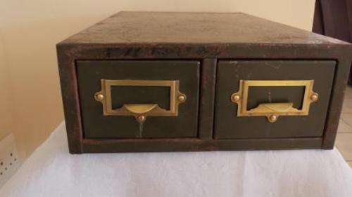 VINTAGE SOUTH AFRICAN ARMY CARDEX 2 DRAWER FILING SYSTEM