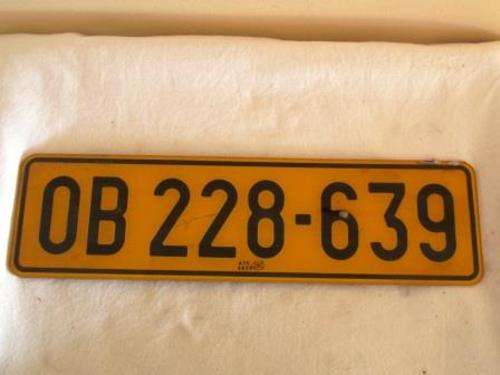 OB (BLOEMFONTEIN) NUMBER PLATE