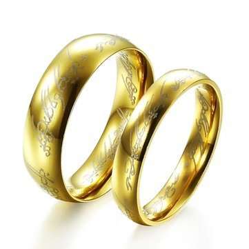 * local Stock*18K Gold Plated Lord of the Rings LOTR Ring Stainless Steel, female size 6, thin ring