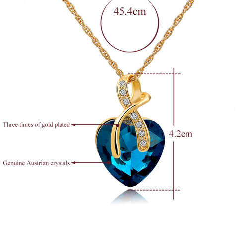 Crystal Heart Necklace Earrings Jewellery Set Green