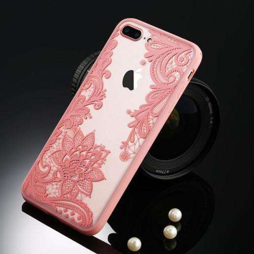 Pink Floral Lace Henna Cover for iPhone 7 and 8