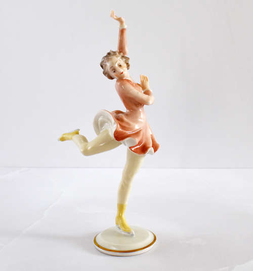 Hutschenreuther figurine of an ice-skating girl impressed K. Tutter