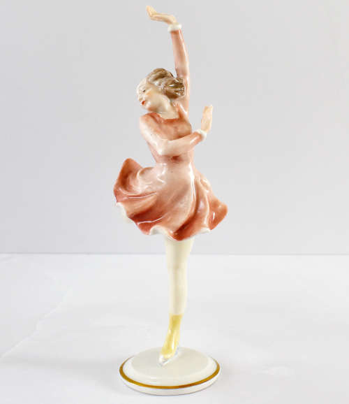 Hutschenreuther figurine of an ice-skating girl impressed K. Tutter