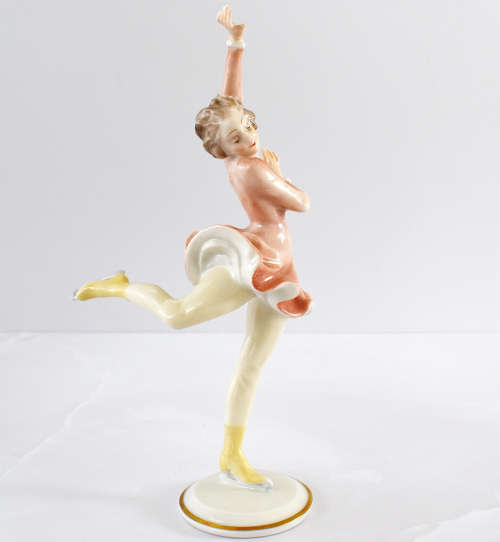 Hutschenreuther figurine of an ice-skating girl impressed K. Tutter