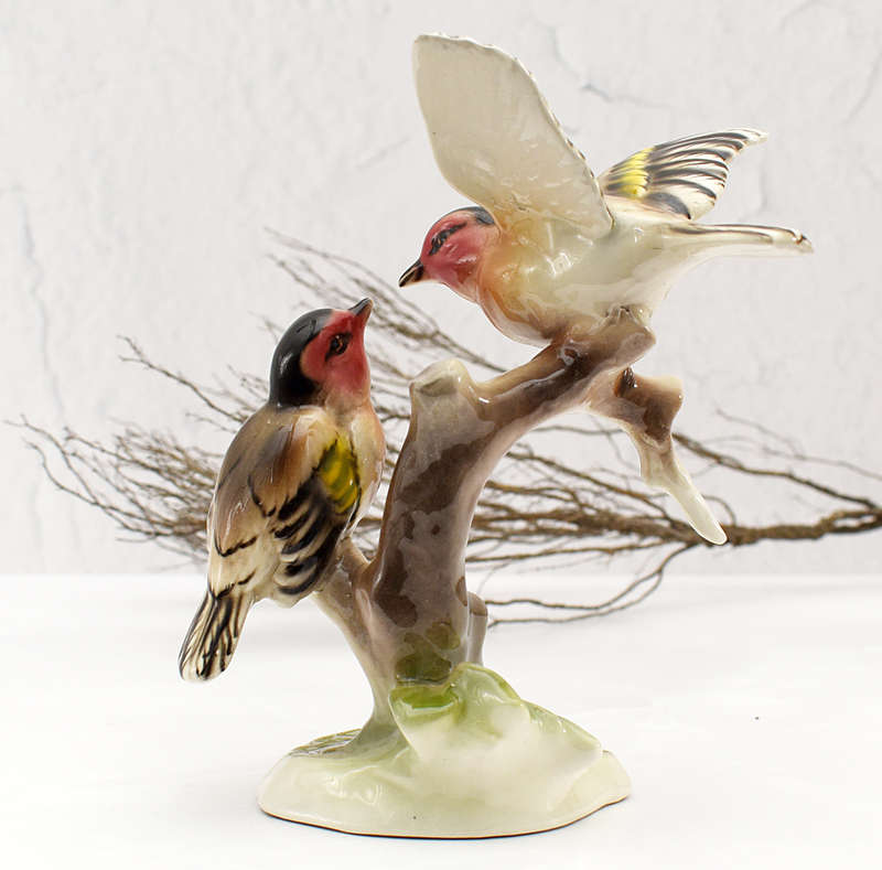 Original Wien Keramos "Birds on Branches" Austrian Art Porcelain Figurine Made in Austria