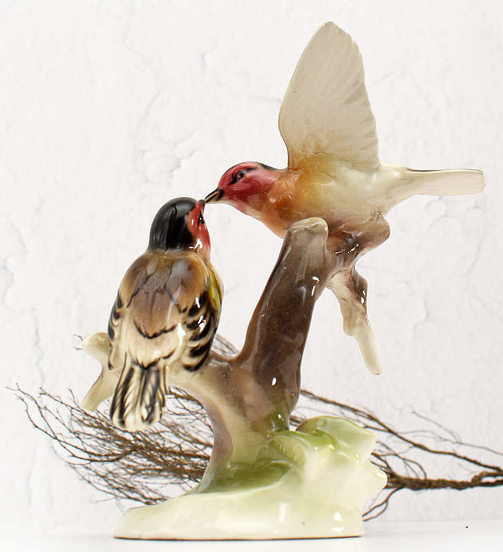 Original Wien Keramos "Birds on Branches" Austrian Art Porcelain Figurine Made in Austria