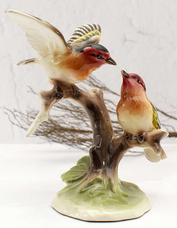 Original Wien Keramos "Birds on Branches" Austrian Art Porcelain Figurine Made in Austria