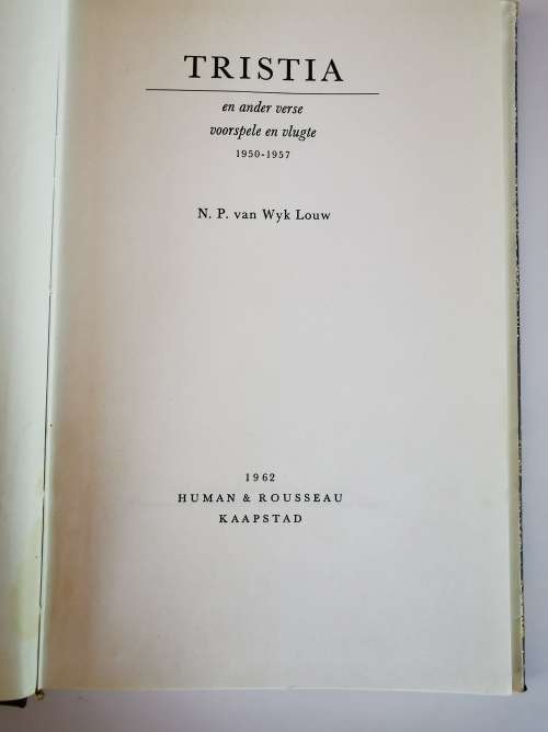 Tristia by N.P. van Wyk Louw
