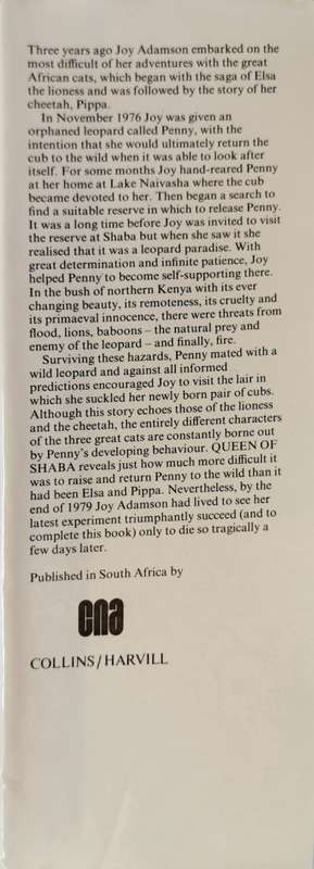 Queen of Shaba the Story of an African Leopard by Joy Adamson