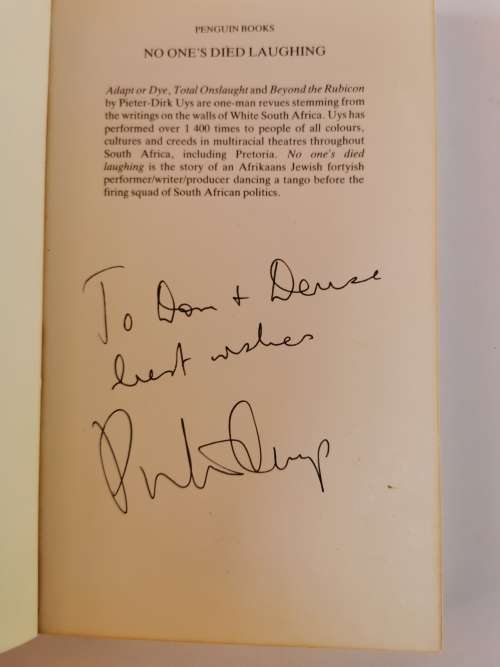 No One`s Died Laughing by Pieter Dirk-Uys ``SIGNED```