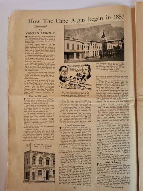 THE CAPE ARGUS CENTENARY SUPPLEMENT 1857-1957