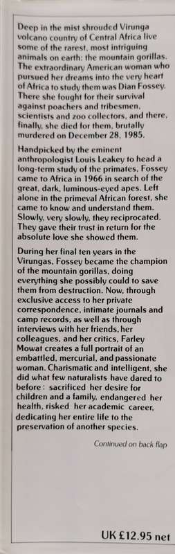 Woman in the Mists The Story of Diane Fossey and the Mountain Gorrilas of Africa by Farley Mowat