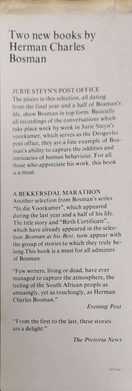 A Cask of Jerepigo by Herman Charles Bosman