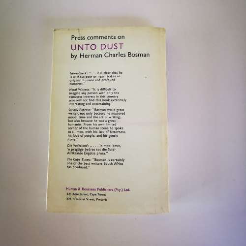 4 BOOKS: Bosman at his Best, A Cask of Jerepigo, Jurie Steyn`s Post Office, Unto Dust - H.C. Bosman