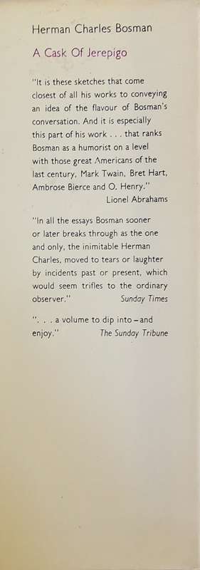 4 BOOKS: Bosman at his Best, A Cask of Jerepigo, Jurie Steyn`s Post Office, Unto Dust - H.C. Bosman