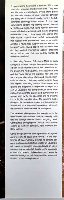 The Living Deserts of Southern Africa by Barry Lovegrove