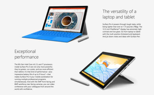 **SUPERFAST**MICROSOFT SURFACE PRO 4 6TH GEN CORE M3 CPU, 4GB RAM, 128GB, 12", WIN 10 PRO