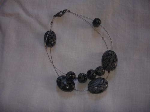 Snowflake obsidian bracelet