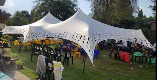 4 Way Stretch Polyester Decor Tents - Non Waterproof - No Poles - 7m x 12m - With Design