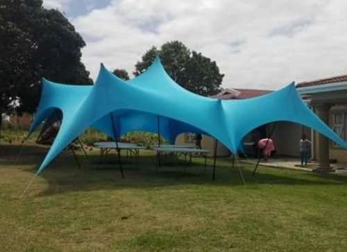 4 Way Stretch Polyester Decor Tent - Non Waterproof - 5mx10m - Design, Poles + Binding Optional