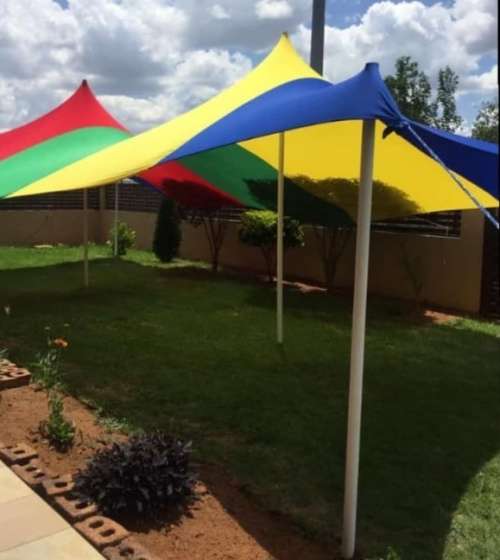 4 Way Stretch Polyester Decor Tent - Non Waterproof - 7mx12m - Design, Poles + Binding Optional