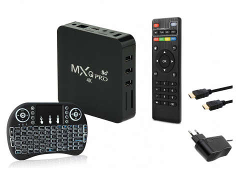 Latest Android 10.1 MXQ Pro 4K 5G 4K HDR Ultra-HD TV Box + Backlit Keyboard