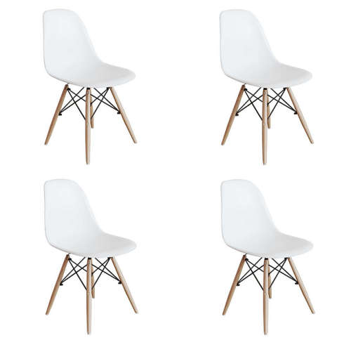 4 x Childrens Wooden Leg Chair - White